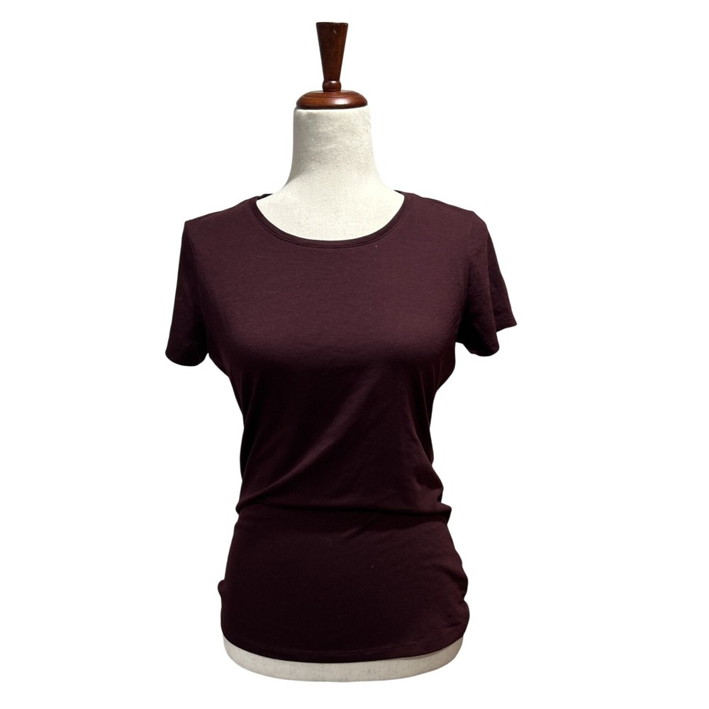 Athleta XS Women's Encore Cinch Open Back Tee Burgundy Plum Casual Athletic